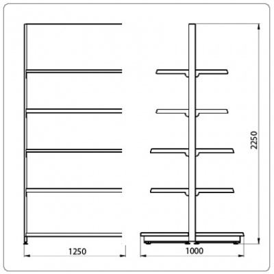 Фото Островной стеллаж Eco Line L=1250 мм H=2250 мм, картинка, монтаж, сервис, доставка, сервисное обслуживание