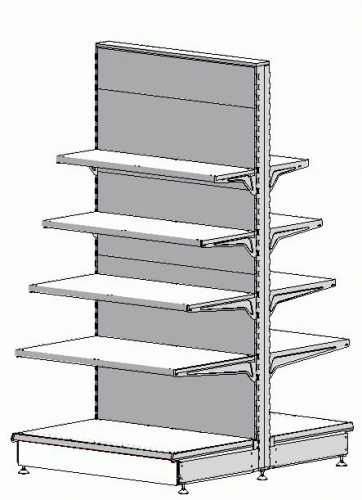 Фото Стеллаж двухсторонний МХМ Купец 160, 125, база 40+ полки 2х30+6х40 серый, картинка, монтаж, сервис, доставка, сервисное обслуживание