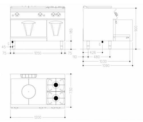 Фото Плита газовая Mareno NT7FG12G, картинка, монтаж, сервис, доставка, сервисное обслуживание