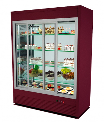 Фото Витрина вертикальная Glacier ВВ-1000 (кондитерский вариант, стеклянная  дверь-купе, вторая сторона стеклопакет), картинка, монтаж, сервис, доставка, сервисное обслуживание