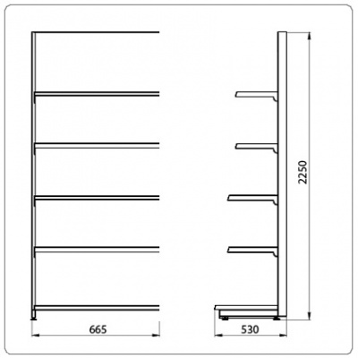 Фото Пристенный стеллаж L=665 мм H=2250 мм, картинка, монтаж, сервис, доставка, сервисное обслуживание