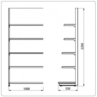Фото Пристенный стеллаж L=1000 мм H=2250 мм, картинка, монтаж, сервис, доставка, сервисное обслуживание
