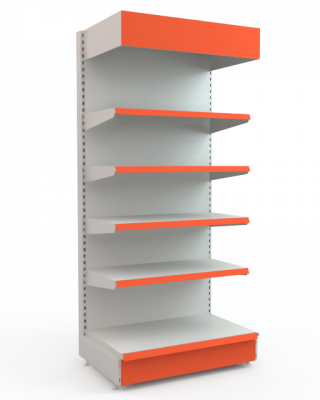 Фото Торговый стеллаж Евромаркет пристенный с фризом (без подсветки), картинка, монтаж, сервис, доставка, сервисное обслуживание
