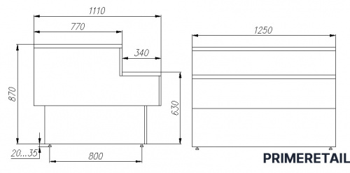Фото Прилавок нейтральный Полюс П-1,25 Carboma GC110 (GC110 N 1,25-7 1005,1006), картинка, монтаж, сервис, доставка, сервисное обслуживание