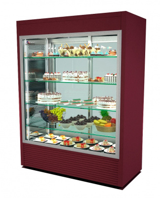 Фото Витрина вертикальная Glacier ВВ-1000 (кондитерский вариант, стеклянная  дверь-купе, вторая сторона стеклопакет), картинка, монтаж, сервис, доставка, сервисное обслуживание