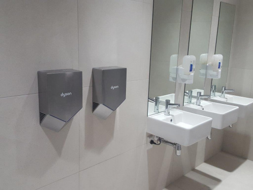 Фото Сушилка для рук Dyson Airblade V HU02 цвет никель, картинка, монтаж, сервис, доставка, сервисное обслуживание
