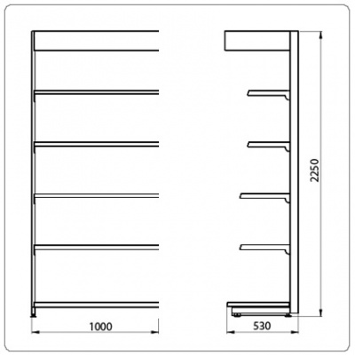 Фото Пристенный стеллаж L=1000 мм H=2250 мм с навесом с подсветкой, картинка, монтаж, сервис, доставка, сервисное обслуживание