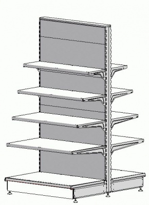 Фото Стеллаж двухсторонний МХМ Купец 160, 100, база 40+ полки 2х30+6х40 серый, картинка, монтаж, сервис, доставка, сервисное обслуживание