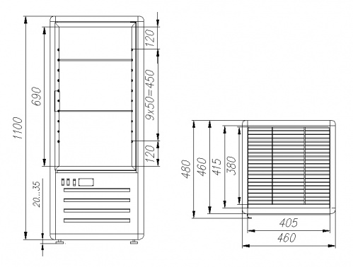 Фото Кондитерский шкаф Полюс R120Cвр Сarboma (D4 VM 120-2 (коричнево-золотой, 1/2, Inox)), картинка, монтаж, сервис, доставка, сервисное обслуживание