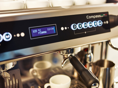 Фото Профессиональная кофемашина Fiamma Compass 2 DB TC Black (2 высокие группы, авт., двойной бойлер), картинка, монтаж, сервис, доставка, сервисное обслуживание