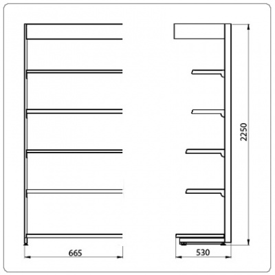 Фото Пристенный стеллаж L=665 мм H=2250 мм с навесом с подсветкой, картинка, монтаж, сервис, доставка, сервисное обслуживание